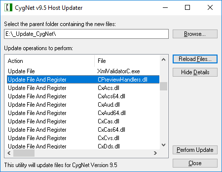 CygNet Host Updater sample dialog box